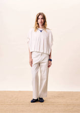 Load image into Gallery viewer, FRNCH self colour textured ticking stripe jean Creme