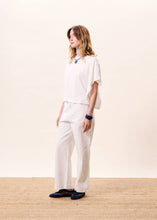 Load image into Gallery viewer, FRNCH self colour textured ticking stripe jean Creme