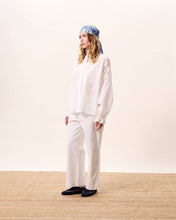 Load image into Gallery viewer, FRNCH self colour textured ticking stripe jean Creme