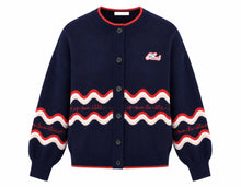 Load image into Gallery viewer, FRNCH Roadtrip jacquard cardigan Navy