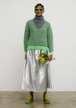 Load image into Gallery viewer, Dr Bloom Optimist button funnel neck knit Gris green
