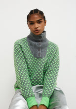 Load image into Gallery viewer, Dr Bloom Optimist button funnel neck knit Gris green