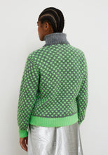 Load image into Gallery viewer, Dr Bloom Optimist button funnel neck knit Gris green