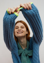 Load image into Gallery viewer, Dr. Bloom Grace scarf detail cardigan Azul