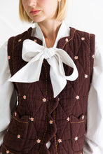 Load image into Gallery viewer, Bonté Estelle embroidered & scallop edge gilet Chocolate