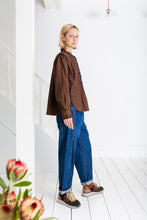 Load image into Gallery viewer, Bonté Etienne scallop frill detail check shirt Midnight Tan