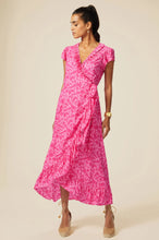 Load image into Gallery viewer, Aspiga Demi wrap Clematis Vines mono print dress Pink
