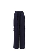 Load image into Gallery viewer, FRNCH Nouma satin cargo trousers Bleu Marine