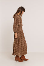 Load image into Gallery viewer, Indi & Cold Shirred waist mini print skirt Chocolate
