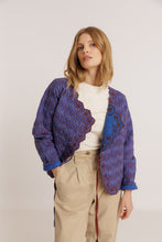 Load image into Gallery viewer, Indi & Cold Scallop edged embroidered quilted asymmetric jacket Azul Klein
