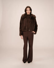 Load image into Gallery viewer, Grace & Mila Shonna cropped faux fur jacket Chocolate