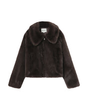 Load image into Gallery viewer, Grace & Mila Shonna cropped faux fur jacket Chocolate