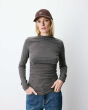 Load image into Gallery viewer, Grace & Mila Aralee ruched waist top Anthracite Stripe