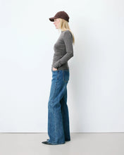 Load image into Gallery viewer, Grace & Mila Aralee ruched waist top Anthracite Stripe