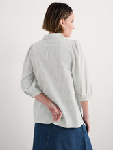 Load image into Gallery viewer, SeasaltHope cottage embroidered blouse Simplicity Stripe Chalk Maritime