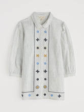 Load image into Gallery viewer, SeasaltHope cottage embroidered blouse Simplicity Stripe Chalk Maritime