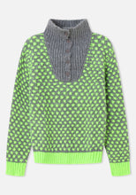Load image into Gallery viewer, Dr Bloom Optimist button funnel neck knit Gris green