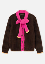 Load image into Gallery viewer, Dr Bloom Grace scarf detail cardigan Marrón