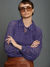 Load image into Gallery viewer, Skatïe Zig Zag foil printed blouse Purple Gold