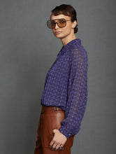 Load image into Gallery viewer, Skatïe Zig Zag foil printed blouse Purple Gold