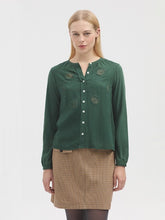 Load image into Gallery viewer, Nice Things Crochet insert detail blouse English Green