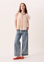 Load image into Gallery viewer, FRNCH Novaelle shirred and frey detail blouse Champagne