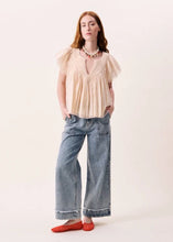 Load image into Gallery viewer, FRNCH Novaelle shirred and frey detail blouse Champagne