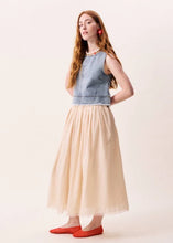 Load image into Gallery viewer, FRNCH Floaty soft freyed hem skirt Champagne