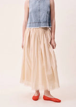 Load image into Gallery viewer, FRNCH Floaty soft freyed hem skirt Champagne