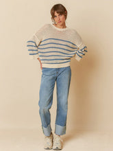 Load image into Gallery viewer, Indi & Cold Crochet knit striped sweater Indigo Blue