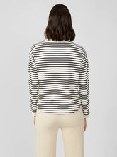 Load image into Gallery viewer, Great Plains stripe rib detail button shoulder top Milk Black
