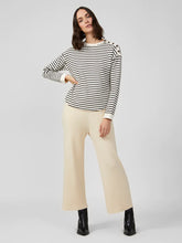Load image into Gallery viewer, Great Plains stripe rib detail button shoulder top Milk Black
