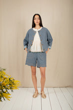 Load image into Gallery viewer, Bonté Marie cropped scalloped hem jacket Ticking Stripe - CW CW