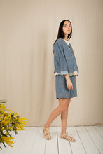 Load image into Gallery viewer, Bonté Marie cropped scalloped hem jacket Ticking Stripe - CW CW