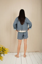 Load image into Gallery viewer, Bonté Marie cropped scalloped hem jacket Ticking Stripe - CW CW