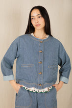 Load image into Gallery viewer, Bonté Marie cropped scalloped hem jacket Ticking Stripe - CW CW