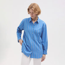 Load image into Gallery viewer, Nice Things Striped poplin shirt Medium Blue