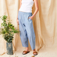 Load image into Gallery viewer, SUZY D Nerina ticking stripe barrel trouser Blue Stripe - CW CW