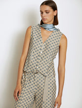 Load image into Gallery viewer, Skatïe Sun print and stripe waistcoat Natural/Blue