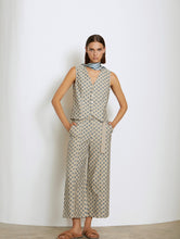 Load image into Gallery viewer, Skatïe Sun print and stripe waistcoat Natural/Blue