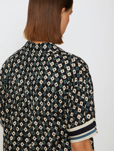 Skatïe Diamond graphic shirt with contrast stripe cuff detail Navy