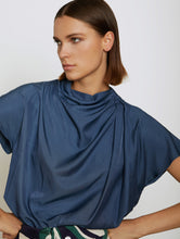Load image into Gallery viewer, Skatïe Funnel neck drapey top Navy