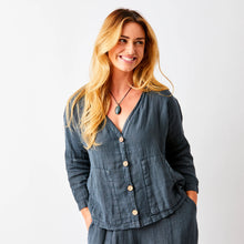 Load image into Gallery viewer, SUZY D Saffron utility linen jacket Anthracite - CW CW