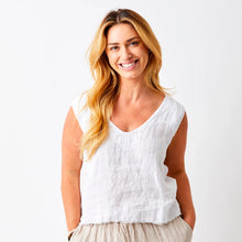 Load image into Gallery viewer, SUZY D Saskia linen V neck tank White - CW CW