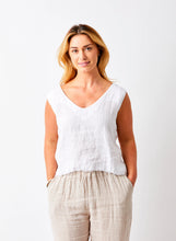 Load image into Gallery viewer, SUZY D Saskia linen V neck tank White - CW CW