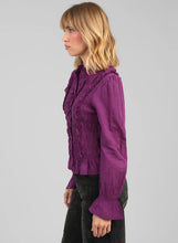 Load image into Gallery viewer, An'ge Sloany ruched and frill detail blouse Violet