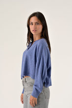 Load image into Gallery viewer, Orfeo Maelie speckled boxy knit cardigan Denim - CW CW