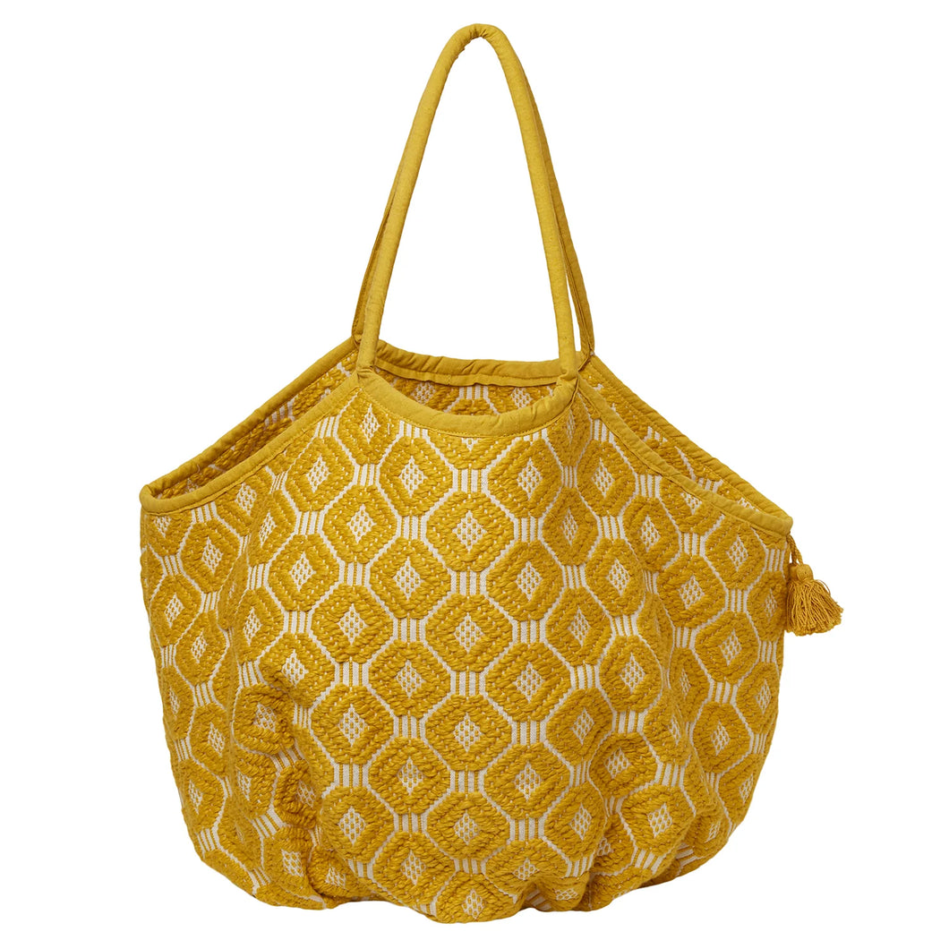 Somerville Large woven jacquard beach bag Yellow