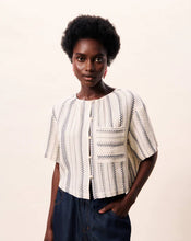 Load image into Gallery viewer, FRNCH Jacquard chequered stripe blouse Cream