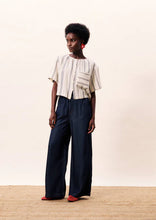 Load image into Gallery viewer, FRNCH Jacquard chequered stripe blouse Cream